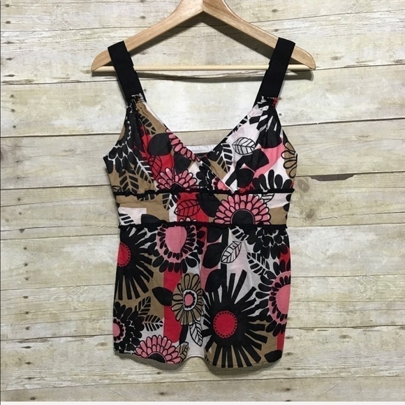 VINTAGE Claude Brown 60s 70s floral print sleeveless tank top size 8 - Picture 3 of 11
